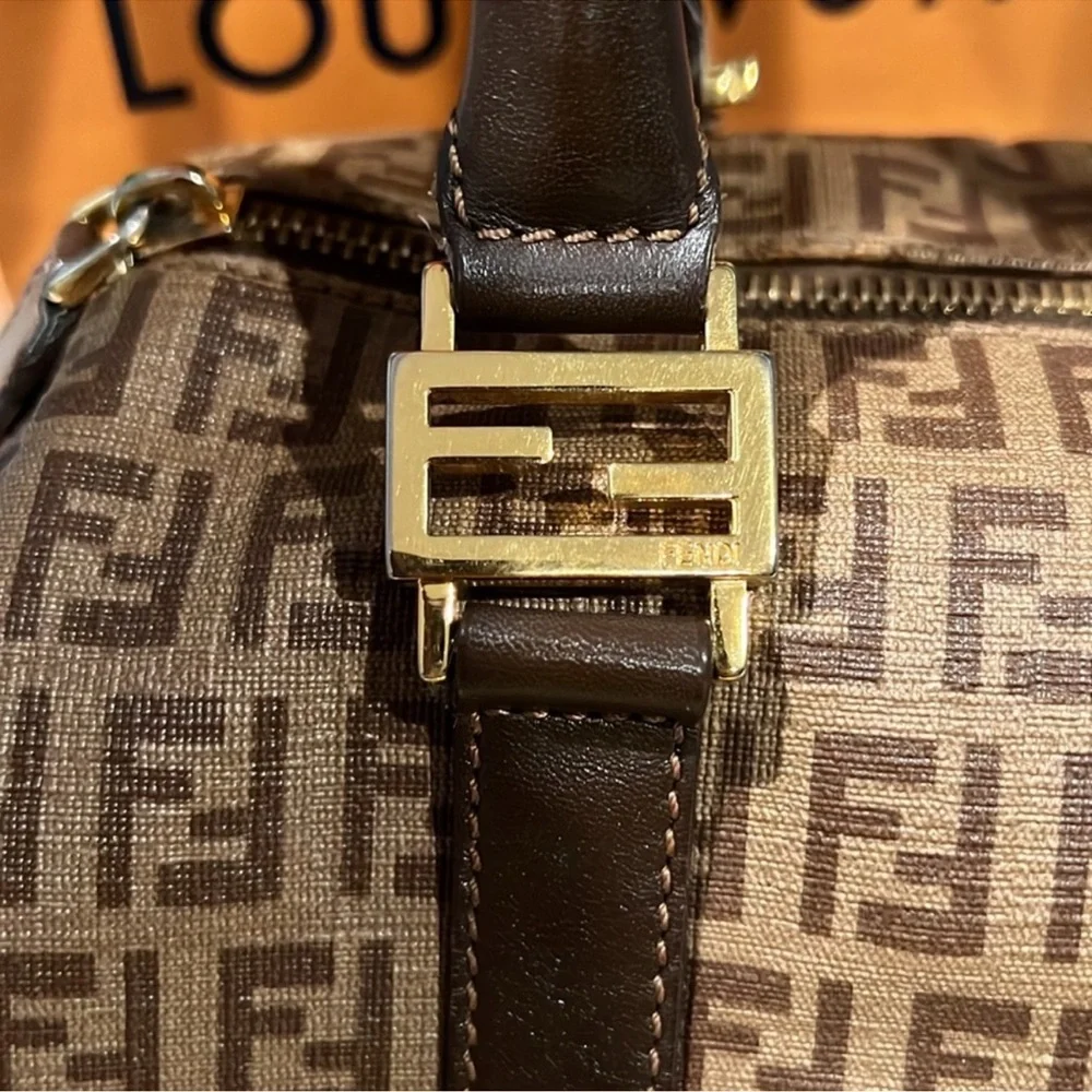 Fendi Brown Monogram Boston Bag - Picture 5 of 16